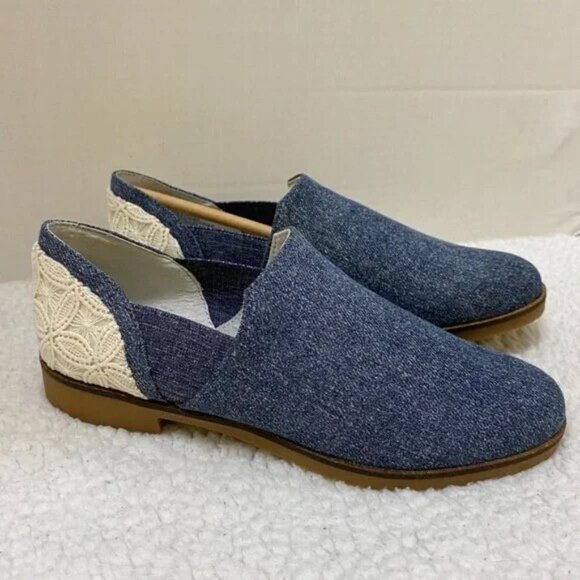 NIB Lori Goldstein Women's Loafer Flat Shoes Blue Denim & Ivory Lace Size 6 M - Picture 4 of 9